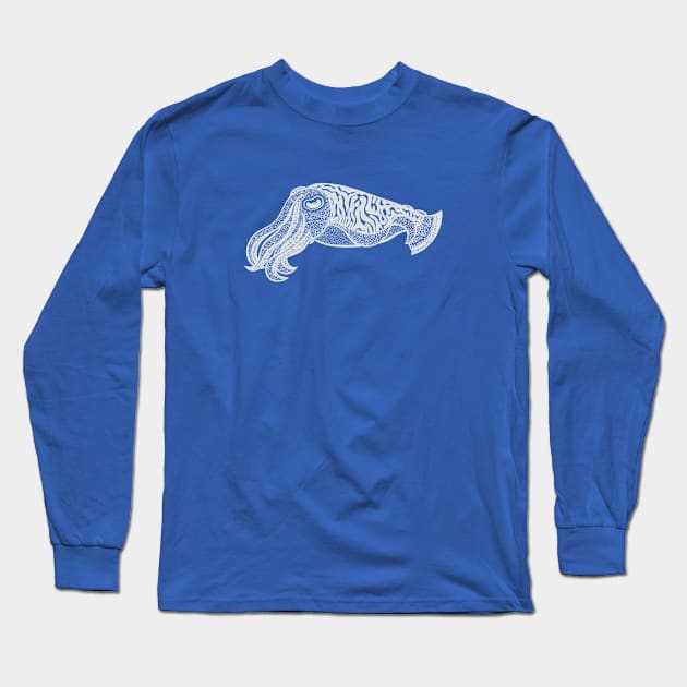 Cuttlefish - hand drawn detailed sea animal design Long Sleeve T-Shirt by Green Paladin